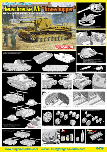 Dragon Model 6439 1/35 HEUSCHRECKE IVb GRASSHOPPER 10.5cm le.F.H.18/6(Sf.) auf GESCHAETZWAGEN III/IV (8964867064045)