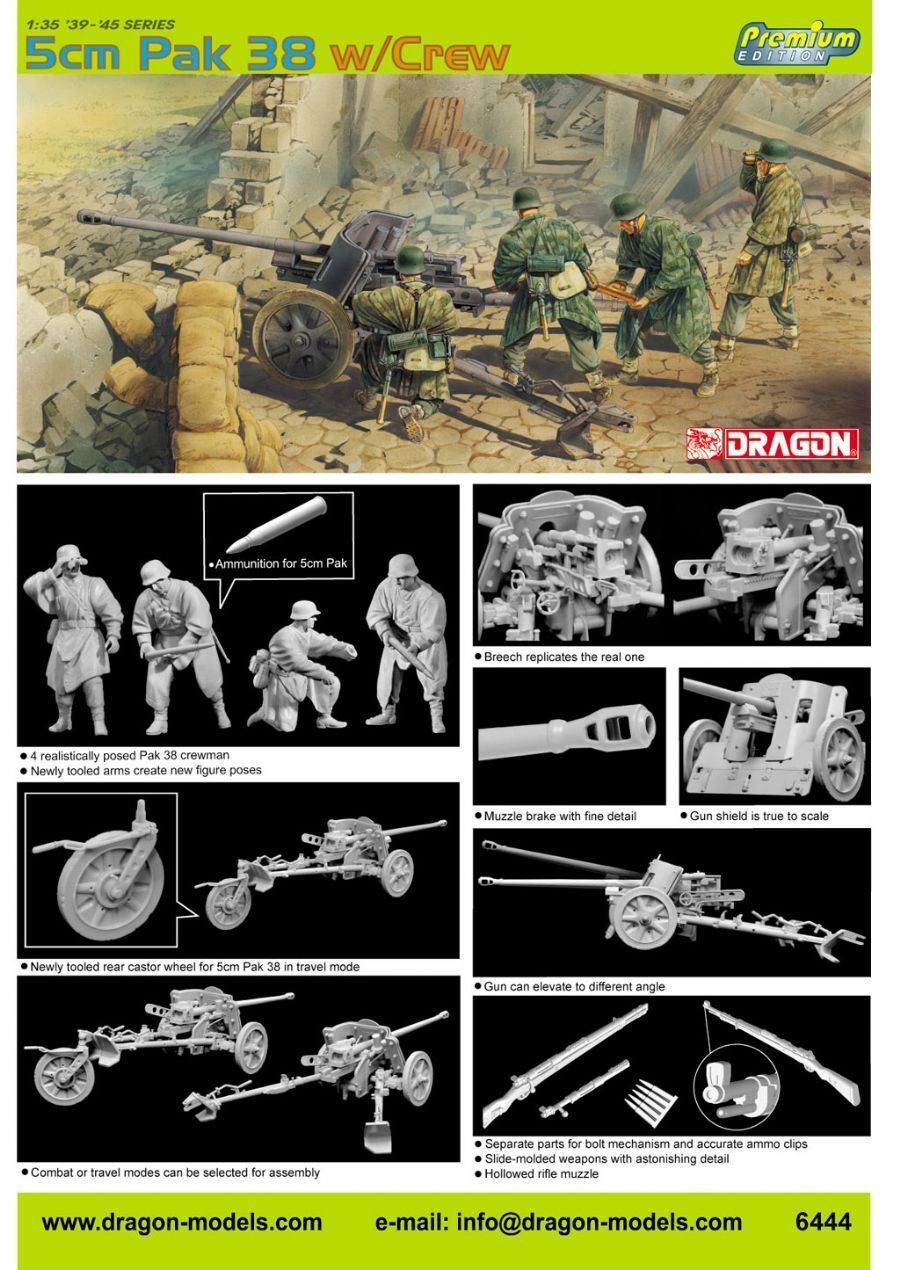 Dragon Model 6444 1/35 5cm PaK 38 W/Crew (8964867227885)
