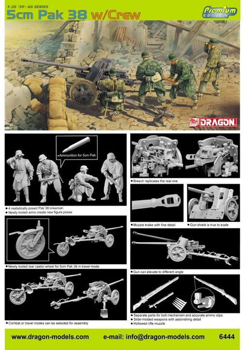 Dragon Model 6444 1/35 5cm PaK 38 W/Crew - Hobby City NZ (8964867227885)