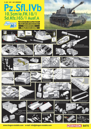 Dragon Model 6475 1/35 PZ.SFL.IVB 10.5CM LE.FH18/1, SD.KFZ.165/1 AUSF.A - Hobby City NZ (8964867784941)