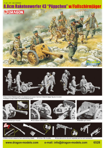 Dragon Model 6528 1/35 8.8cm Raketenwerfer 43 Puppchen w/Fallschirmjager - Hobby City NZ (8964868636909)