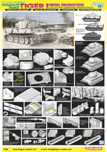 Dragon Model 6600 1/35 Tiger I Initial Production s.Pz.Abt.502 (Leningrad Region 1942/43) (8964869652717)