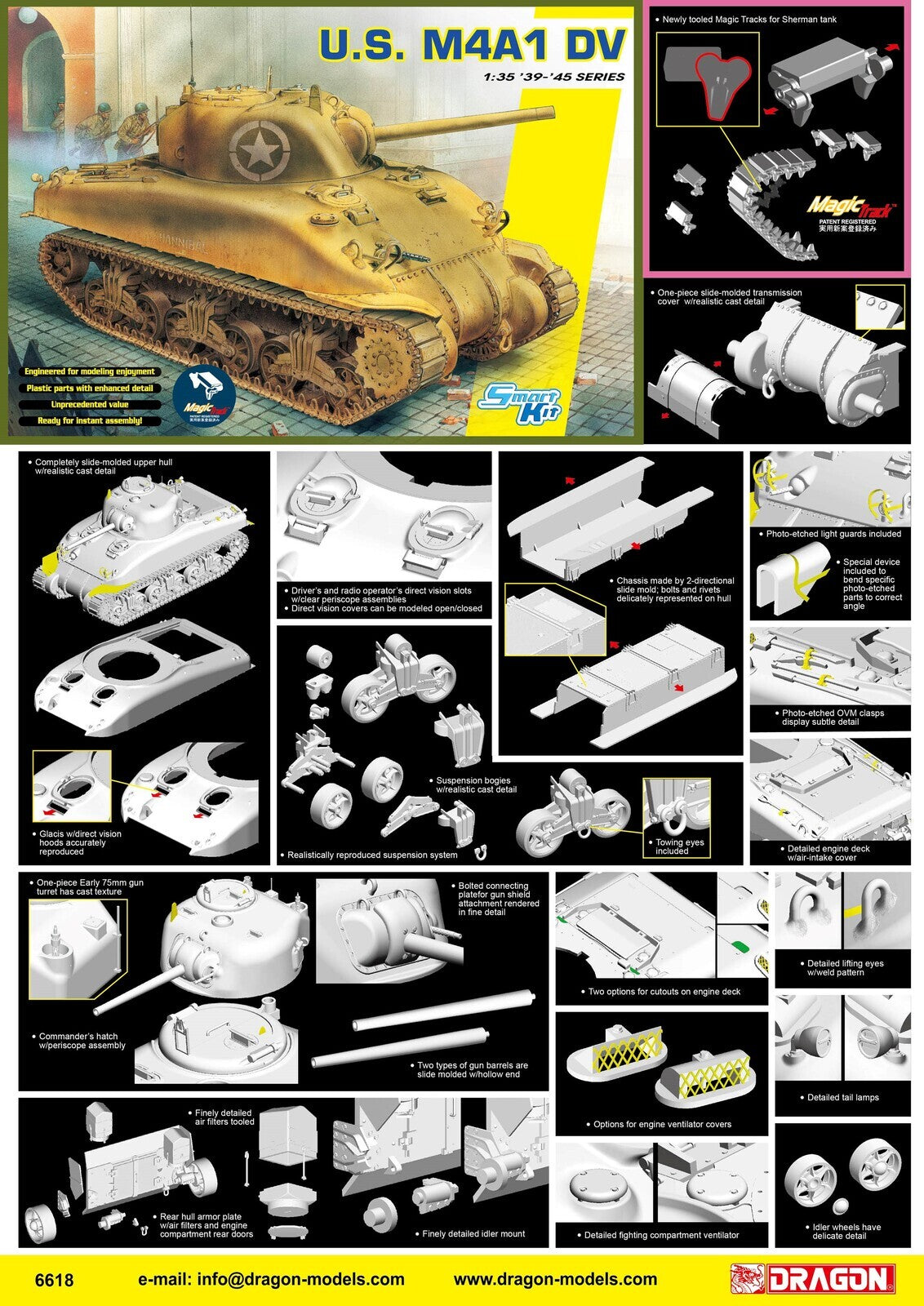 Dragon Model 6618 1/35 U.S. M4A1 DV (w/ Magic Tracks) (8964869816557)