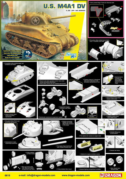 Dragon Model 6618 1/35 U.S. M4A1 DV (w/ Magic Tracks) - Hobby City NZ (8964869816557)