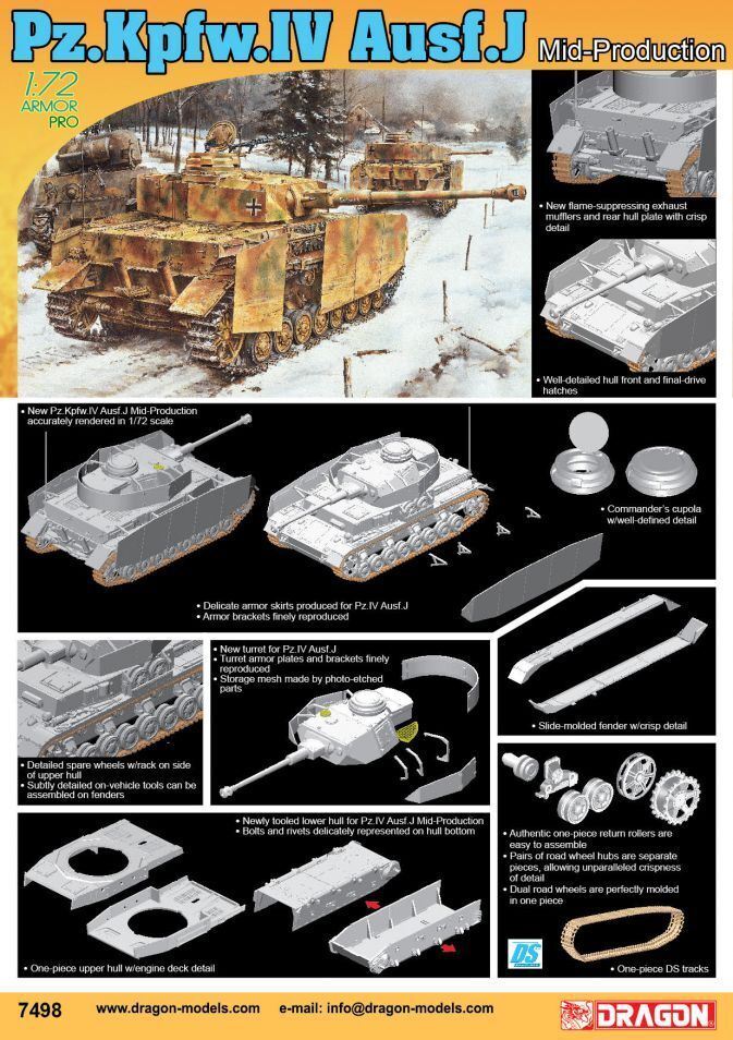 Dragon Model 7498 1/72 Pz.Kpfw.IV Ausf.J Mid Production (8964877517037)
