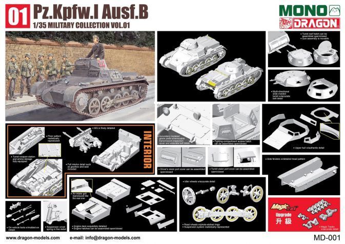 Dragon Model MD001 Mono X MD-001 1/35 Pz.Kpfw.I Ausf.B w/Interior - Hobby City NZ