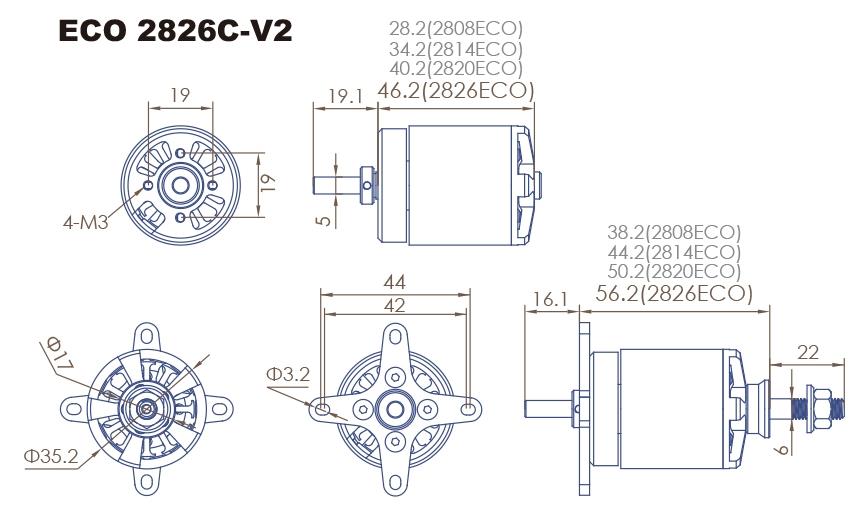 Dual Sky DSM-51667 ECO V2 2826C 850KV Brushless Outrunner Motor