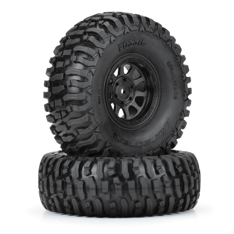 Duratrax Fossil Front/Rear 1.9in Assembled Black Kodiak RC Wheel & Tyre Set 1/10 Scale