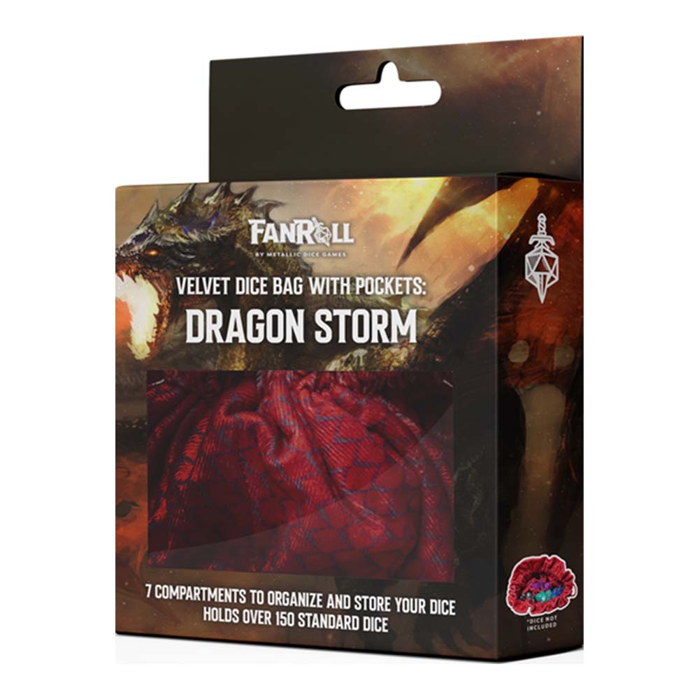MDG Dragon Storm Velvet Compartment Dice Bag: Red