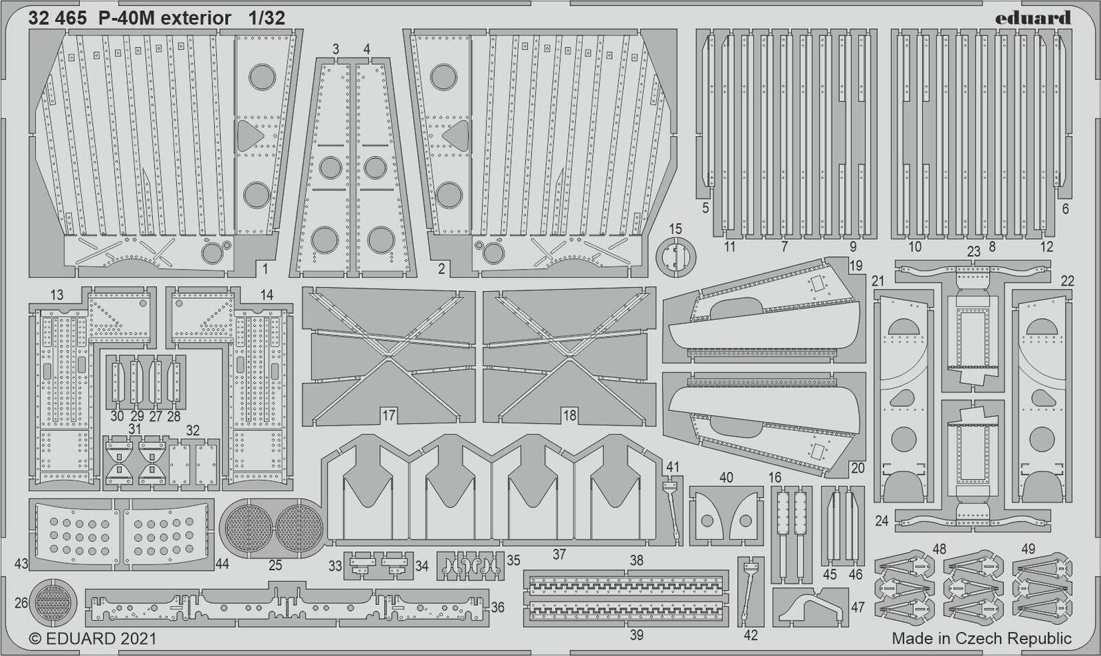 Eduard 32465 1/32 P-40M exterior Photo etched parts (8966293881069)