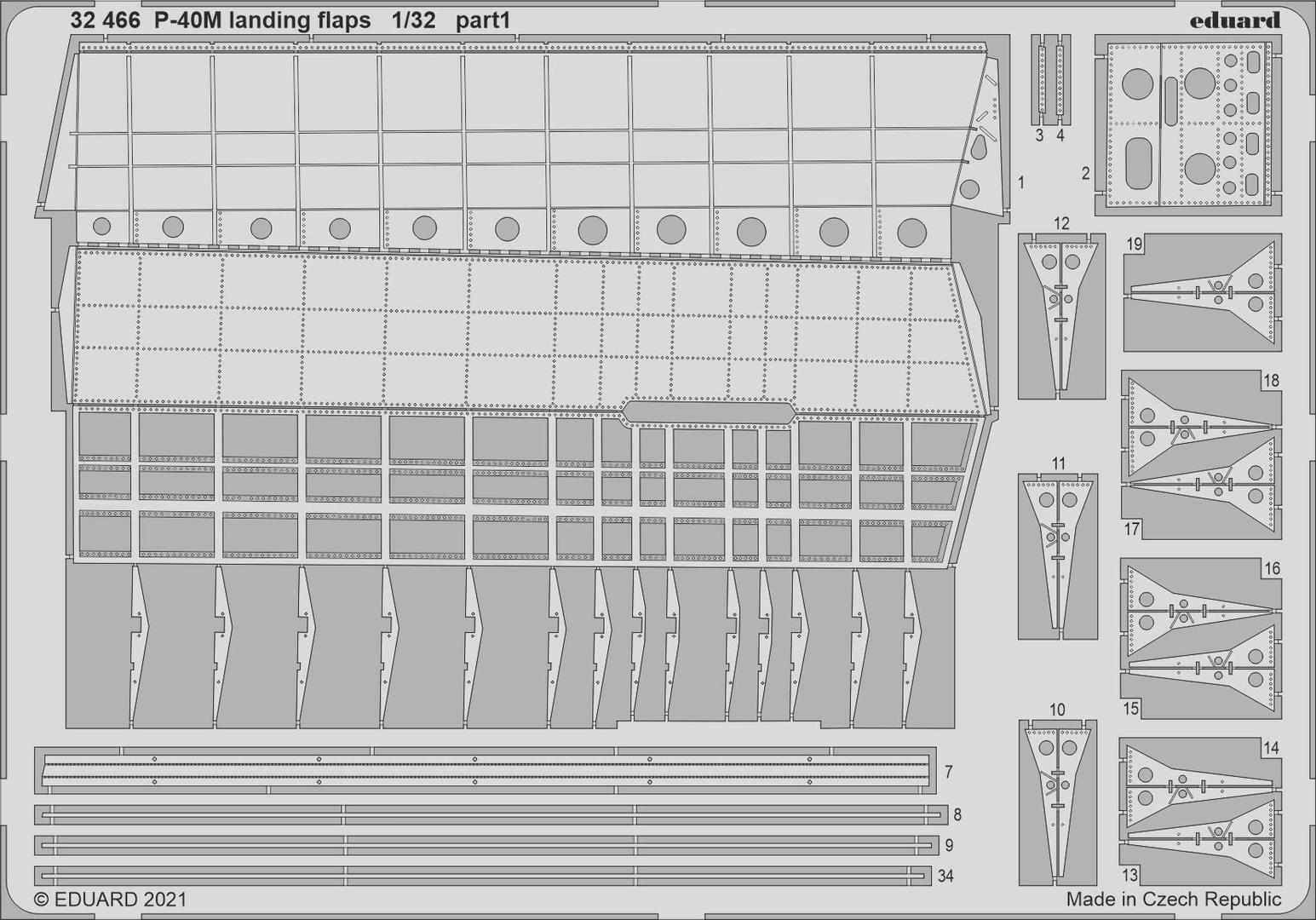 Eduard 32466 1/32 P-40M landing flaps Photo etched parts (8966293979373)