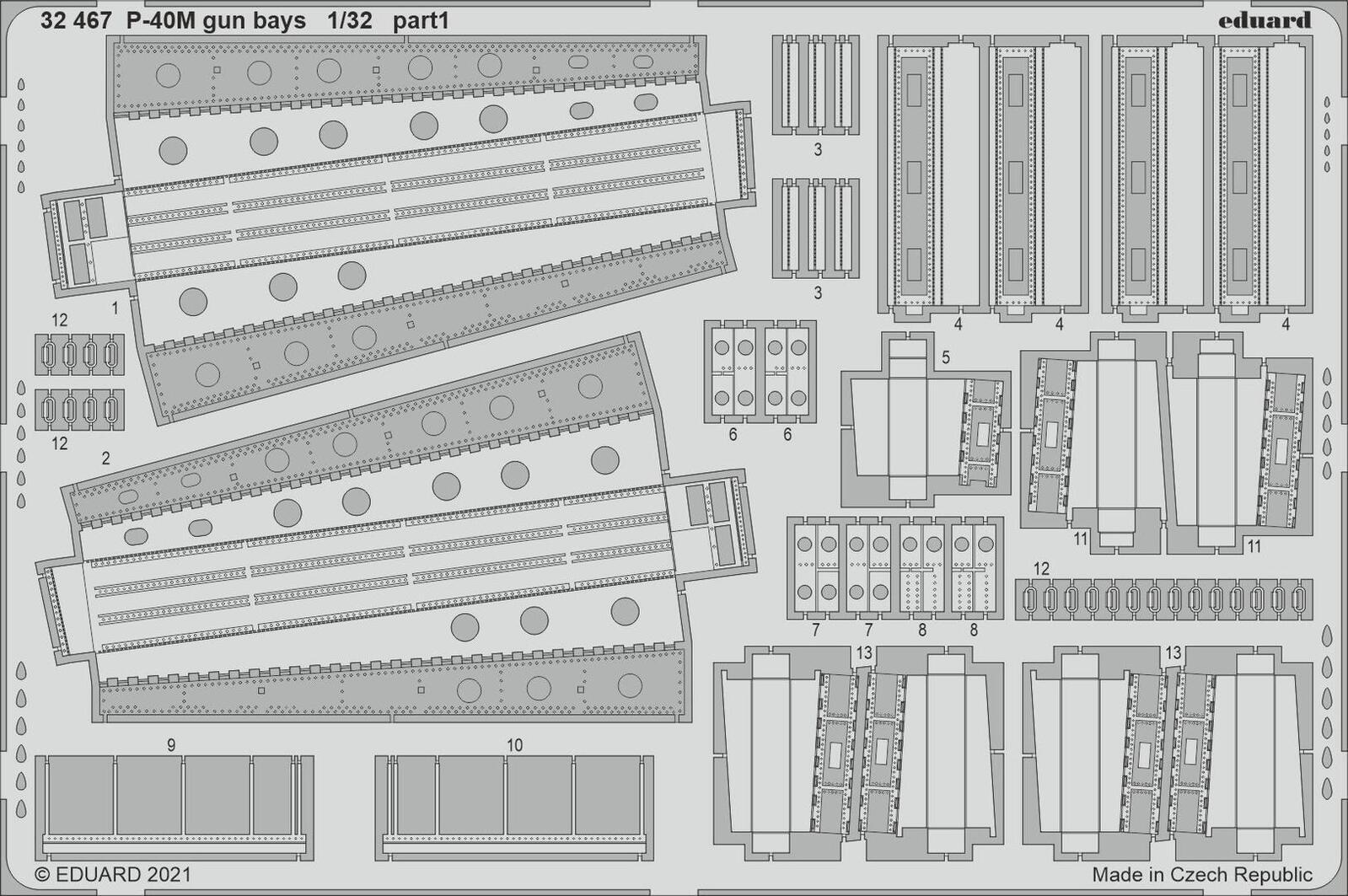 Eduard 32467 1/32 P-40M gun bays Photo etched parts (8966294012141)