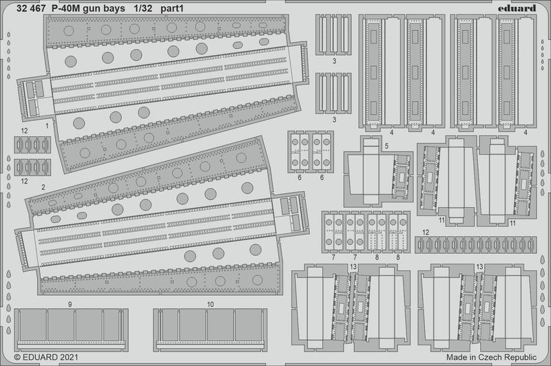 Eduard 32467 1/32 P-40M gun bays Photo etched parts - Hobby City NZ (8966294012141)