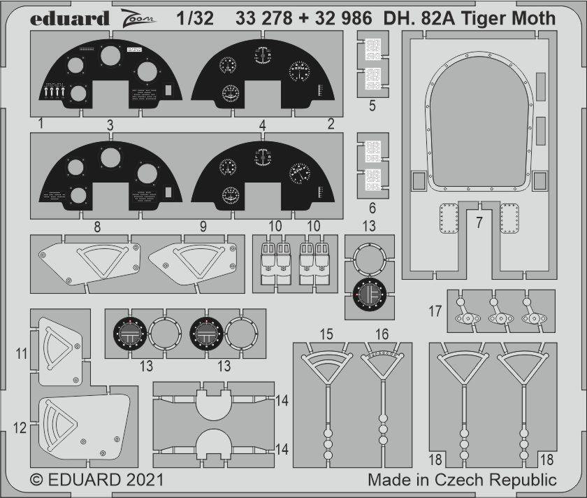 Eduard 32986 1/32 DH. 82A Tiger Moth Photo etched parts (8966294175981)