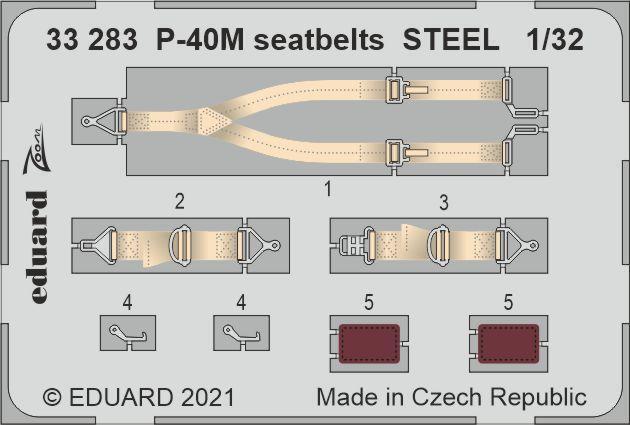 Eduard 33283 1/32 P-40M seatbelts STEEL Photo etched parts - Hobby City NZ (8966294569197)