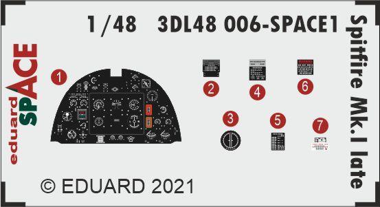 Eduard 3DL48006 1/48 Spitfire Mk.I late SPACE 3D Decals - Hobby City NZ (8966296535277)