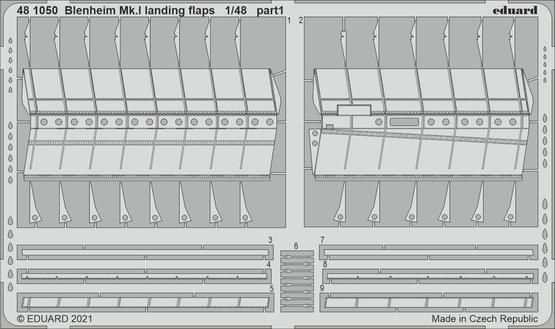 Eduard 481050 1/48 Blenheim Mk.I landing flaps Photo etched parts (8966297583853)