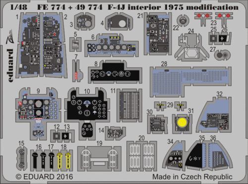 Eduard 49774 1/48 F-4J interior 1975 modification (Academy) (8966299713773)