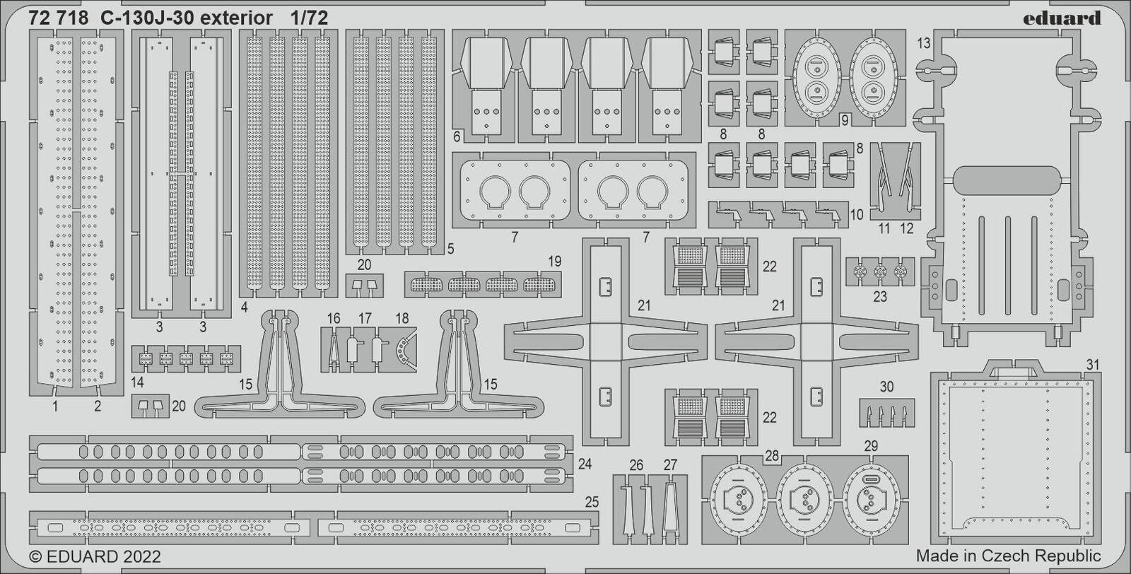 Eduard 72718 1/72 C-130J-30 exterior Photo etched set for Zvezda (8966304792813)