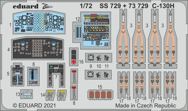 Eduard 73729 1/72 C-130H interior Photo etched parts - Hobby City NZ (8966305284333)