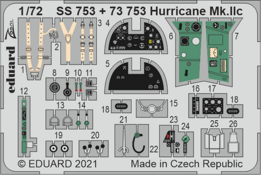Eduard 73753 1/72 Hurricane Mk. IIc Photo etched parts - Hobby City NZ (8966305546477)