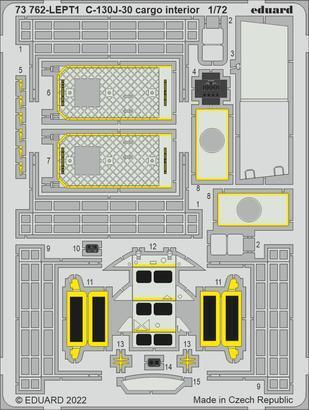 Eduard 73762 1/72 C-130J-30 cargo interior Photo etched set for Zvezda (8966306234605)