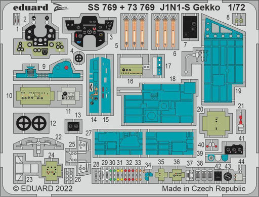 Eduard 73769 1/72 J1N1-S Gekko Photo etched parts - Hobby City NZ (8966306300141)