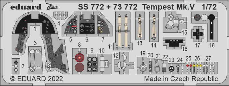 Eduard 73772 1/72 Tempest Mk. V Photo etched parts - Hobby City NZ (8966306431213)