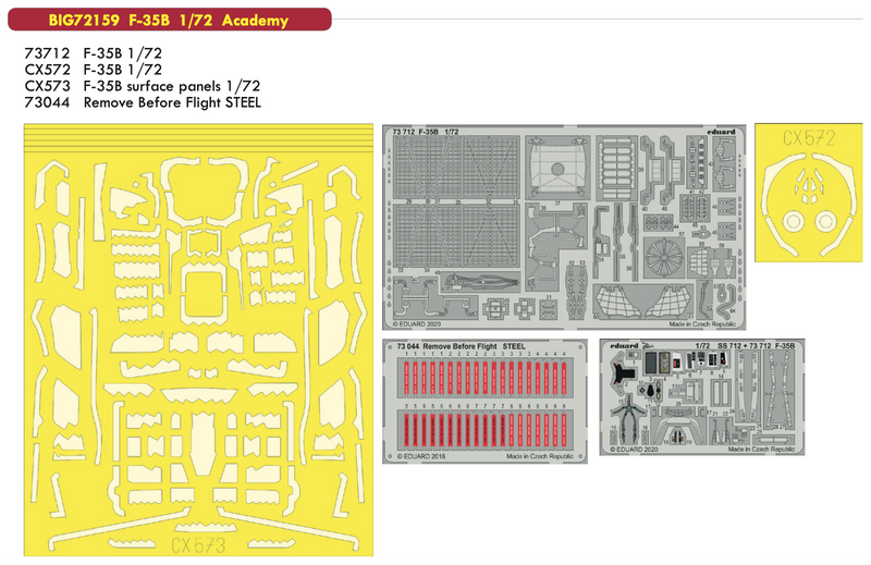 Eduard BIG72159 1/72 F-35B Photo etch set (Academy) Big Ed - Hobby City NZ (8966307840237)