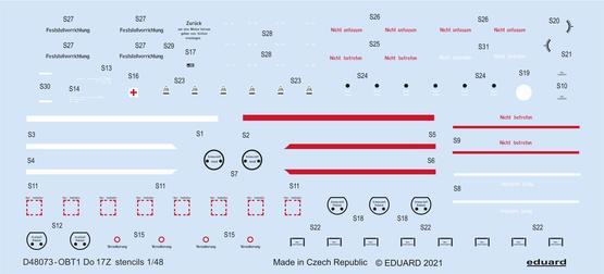 Eduard D48073 1/48 Do 17 stencils Decals (8966308397293)