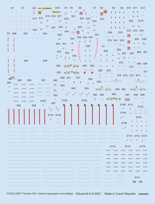 Eduard D72032 1/72 Tornado GR.1 stencils (gray/green camouflage) Decals - Hobby City NZ (8966308626669)