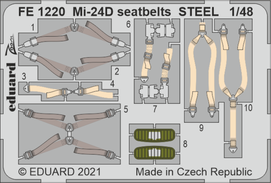 Eduard FE1220 1/48 Mi-24D seatbelts STEEL Photo etched parts (8966310920429)