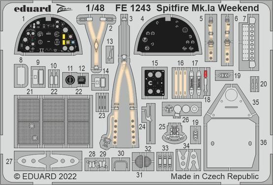 Eduard FE1243 1/48 Spitfire Mk.Ia Weekend Zoom set for (8966311051501)