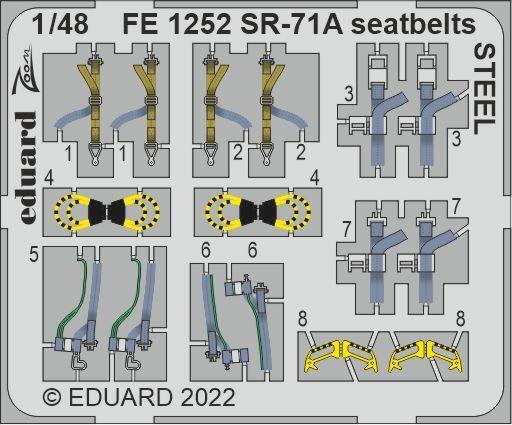 Eduard FE1252 1/48 SR-71A (Revell) Seatbelts Steel Colour Photo Etch Set (8966311182573)