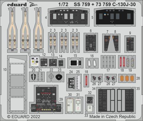 Eduard SS755 1/72 F4F-4 (Arma Hobby) Colour Photo Etch Set (8966312460525)