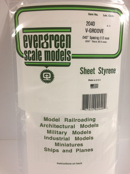 Evergreen 2040 White Styrene V-Groove Siding - 0.02 x 6 x 12" (0.5 x 152 x 305mm) - Hobby City NZ