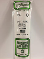 Evergreen Styrene Round Tubing (1/2 X 14") - 2 pieces
