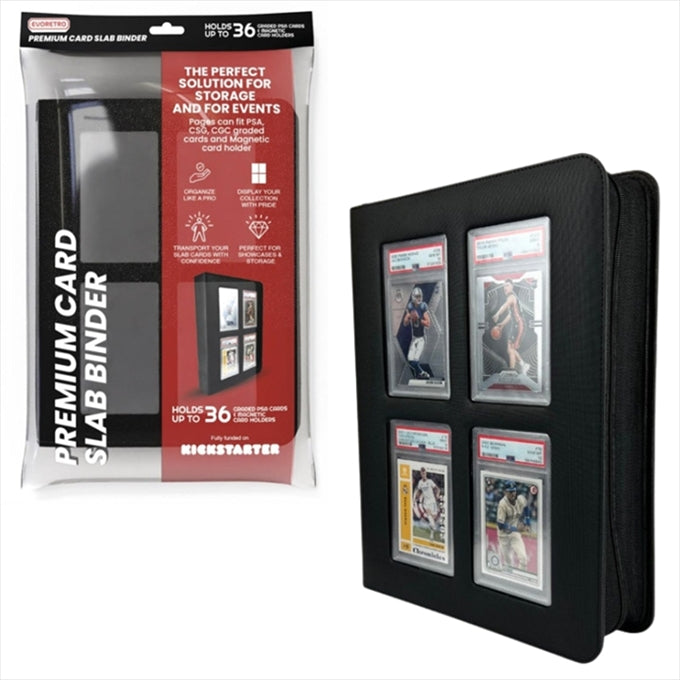 EVORETRO SB-WD-BL Premium Card Slab Binder with Window - Black (9250476687597)