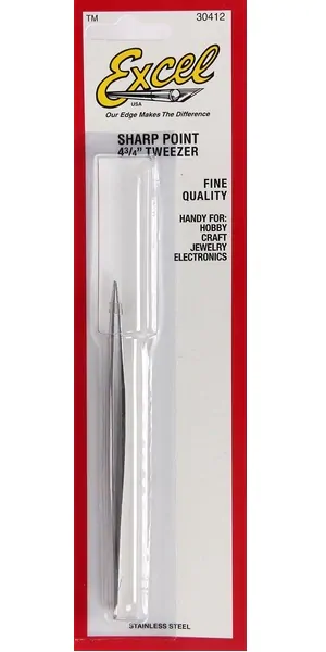 Excel Tools 30412 Sharp Pointed Tweezers 3-3/4" (12.06 cm) (767695159345)