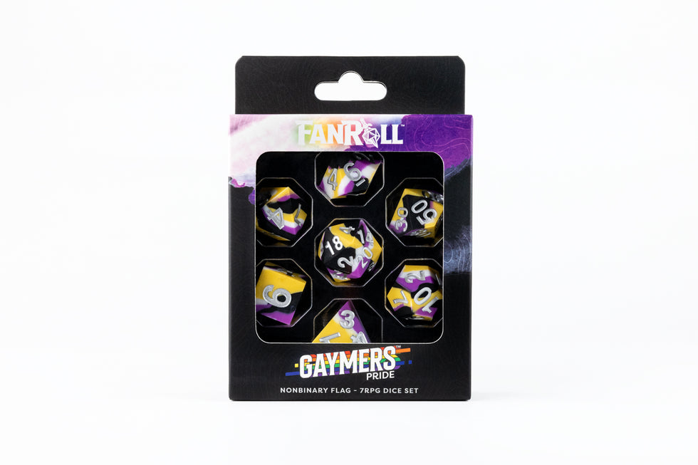 MDG 16mm Pride Sharp Edge Silicone Rubber Poly Dice Set Nonbinary - MDG7506