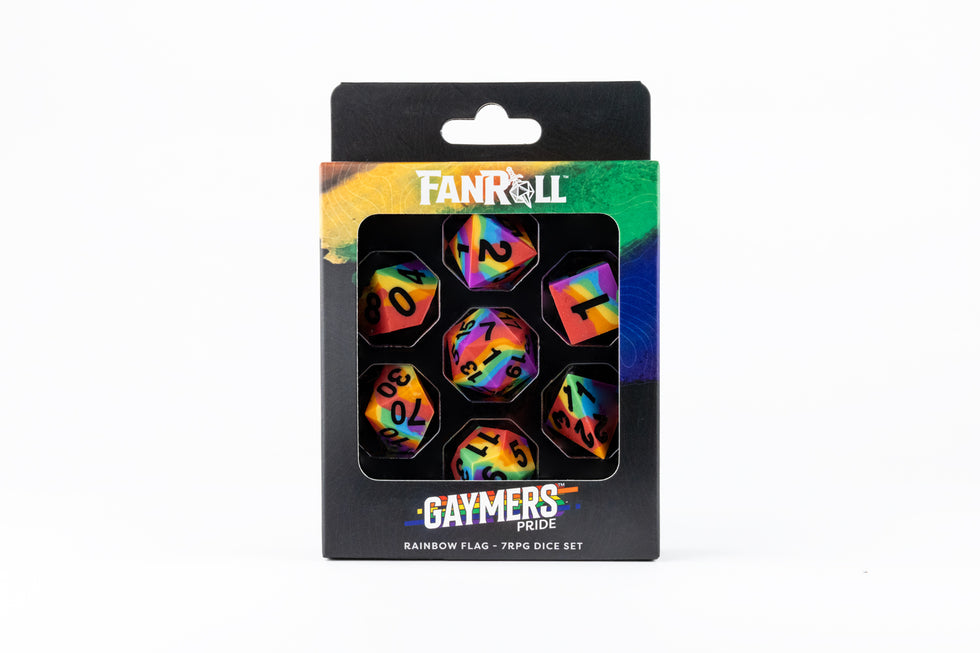 MDG 16mm Pride Sharp Edge Silicone Rubber Poly Dice Set Rainbow Flag - MDG7508