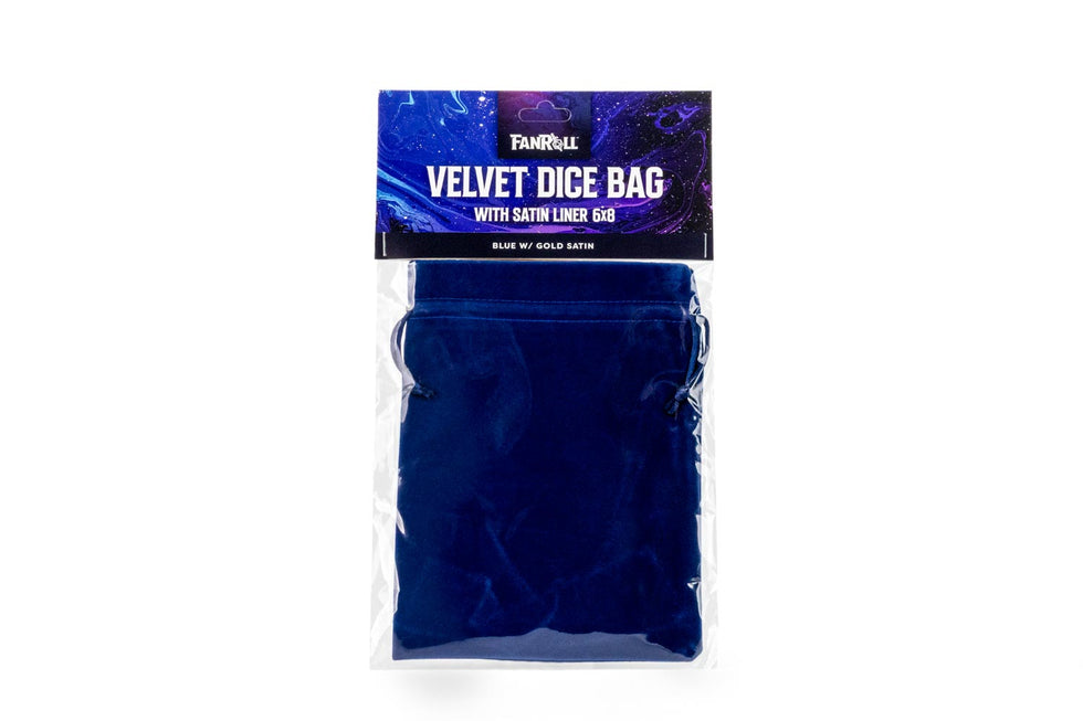 MDG Large Velvet Dice Bag- Blue w/ Gold Satin - MDG8002