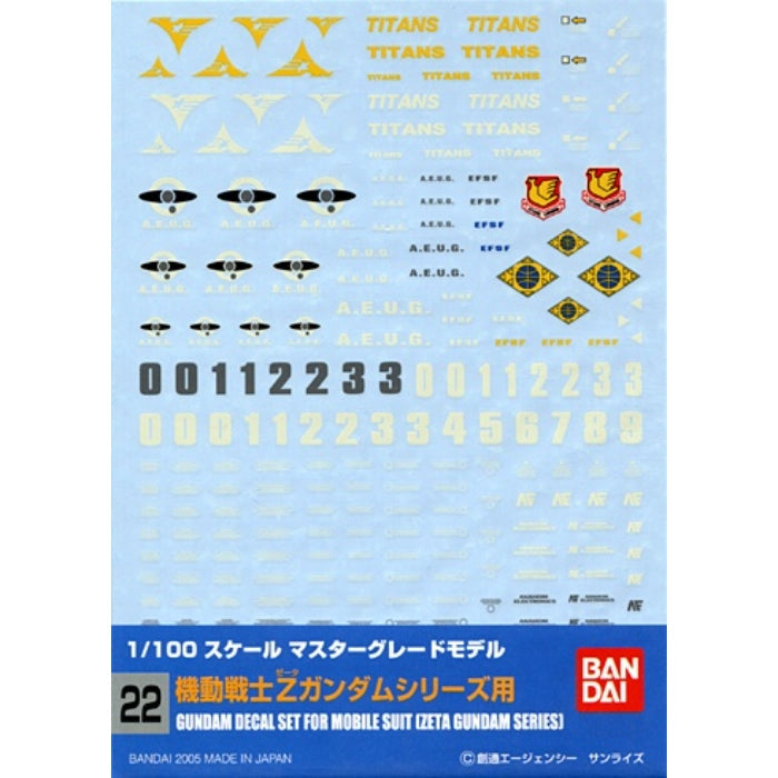 Bandai G5061135 Gundam Decal 22 MGMultiuse - Zeta - Hobby City NZ