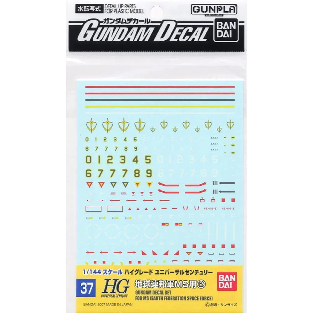 Bandai G5061139 Gundam Decal 37 Hguc Earth Federation Ms 2 - Hobby City NZ