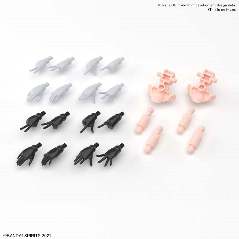 Bandai G5063359 30MS OPTION HAND PARTS [WHITE/BLACK] - Hobby City NZ