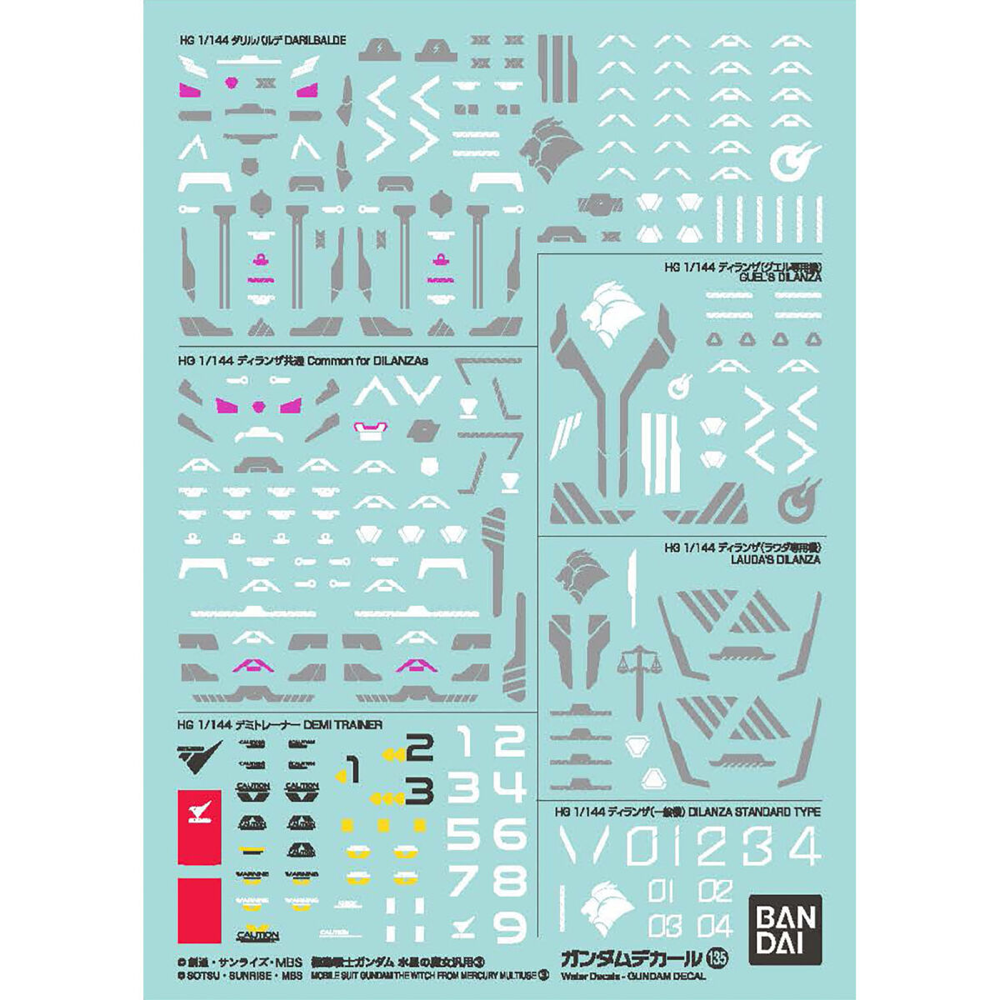 Bandai G5065083 GUNDAM DECAL 135 MOBILE SUIT GUNDAM THE WITCH FROM MERCURY MULTIUSE 3 - Hobby City NZ