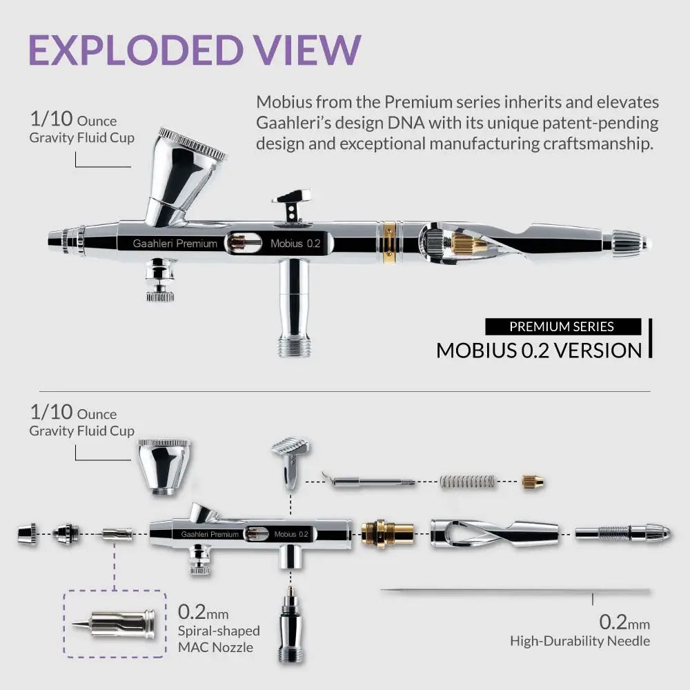 Gaahleri GAA-40850 Airbrush Premium Series GHPM-Mobius 0.2mm