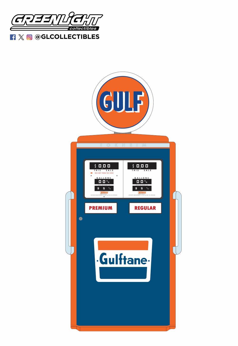 GreenLight Tokheim 350 Twin Gas Pump- Gulf