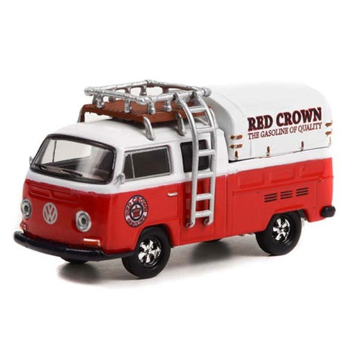GreenLight 36050-A 1/64 1969 Volkswagen Type 2 Pickup w/Roof Rack - Red Crown Gasoline (8868023763181)