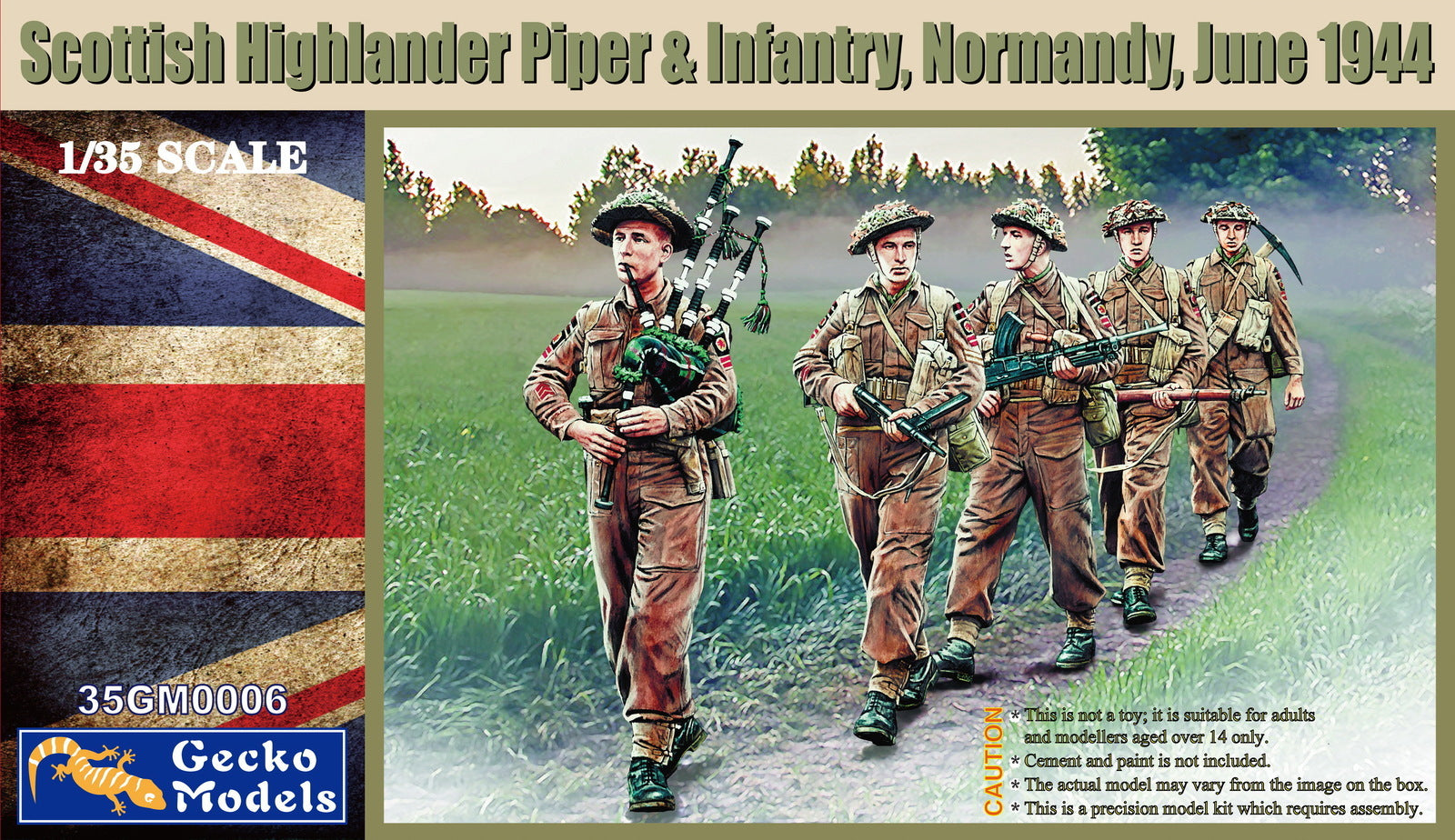 Gecko Models GM35006 1/35 Scottish Highlander Piper & Infantry, Normandy, June 1944 - Hobby City NZ